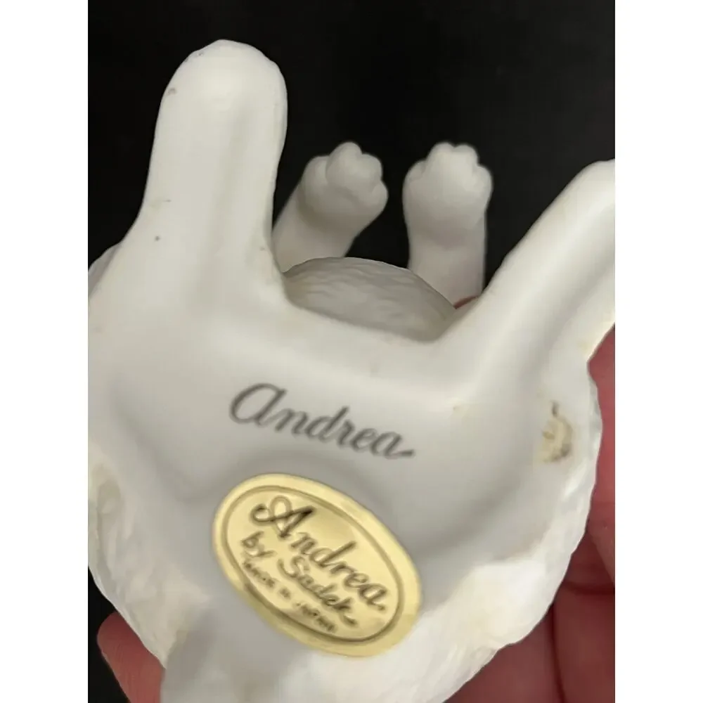 Bunny Rabbit Porcelain Figurine Andrea By Sadek Vintage Signed Japan Cottage